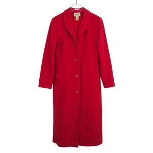 Vintage L.L. Bean Peacoat Long Red Wool Coat Size 6 Small Women's